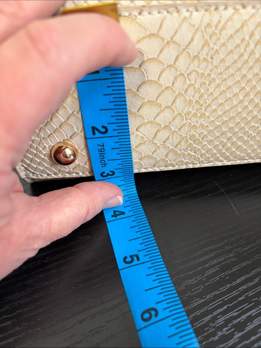 LTL London Cream Python-Embossed Top Handle Bag - Picture 16 of 16
